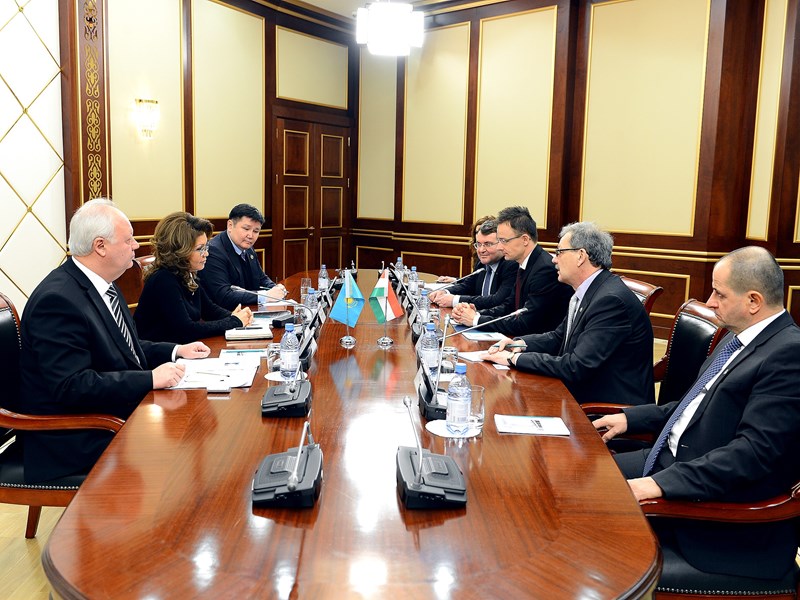 Meeting of D.Nazarbayeva with the Minister of foreign economic and foreign affairs of Hungary P. Sijyarto, February 19, 2015