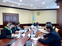 Встреча К.Джакупова с Региональным директором Европейского регионального бюро Всемирной организации здравоохранения Ж.Якаб, 13 февраля 2015 г.